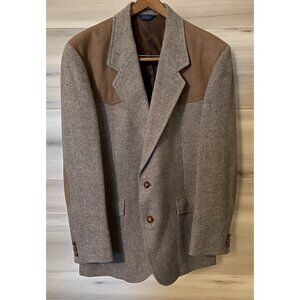 Vintage Brown Pendleton Tweed Sport Coat Jacket Blazer Size 44 Long Western